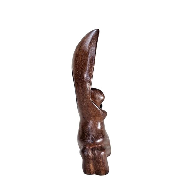 Hand-Carved Abstract Wooden Sculpture Of Woman Figure - Picture 2 of 10